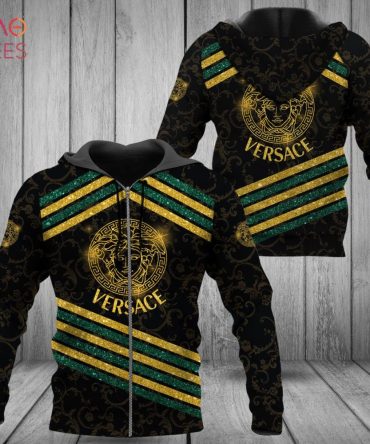 Versace Stripe Green Mix Gold Luxury 3D Hoodie Limited Edition