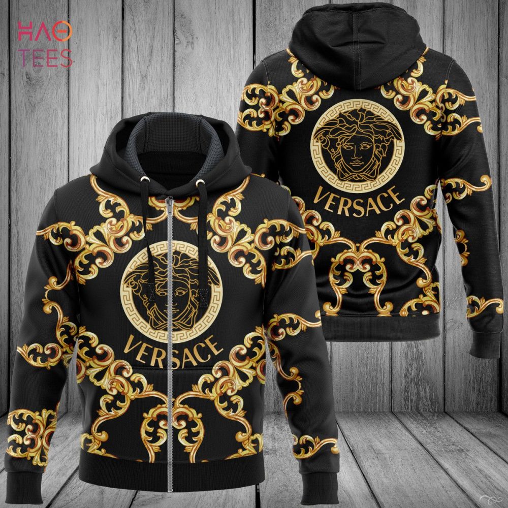 Versace Black Mix Gold Logo Luxury 3D Hoodie Limited Edition
