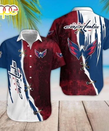 Washington Capitals Vintage Lace-Up Summer Hawaiian Shirt