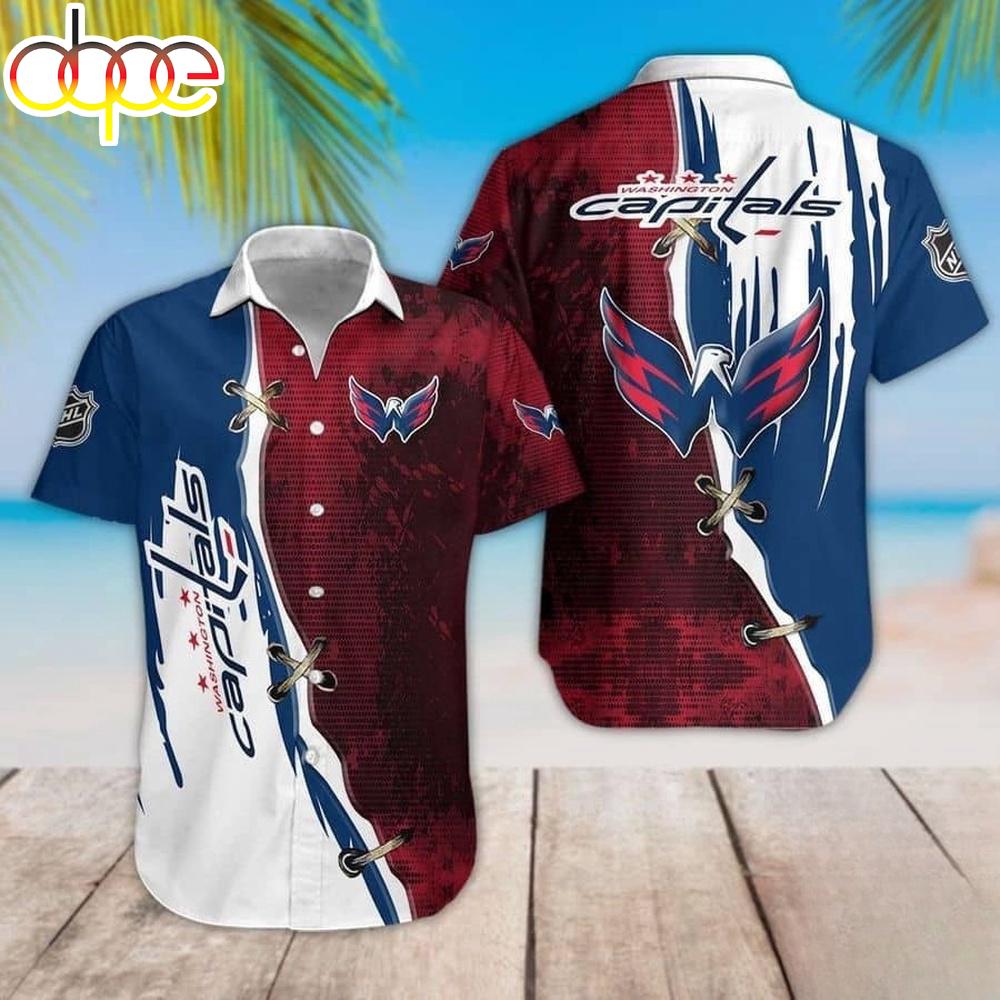 Washington Capitals Vintage Lace-Up Summer Hawaiian Shirt