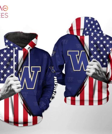 Washington Huskies Ncaa Us Flag 3D Printed Hoodie