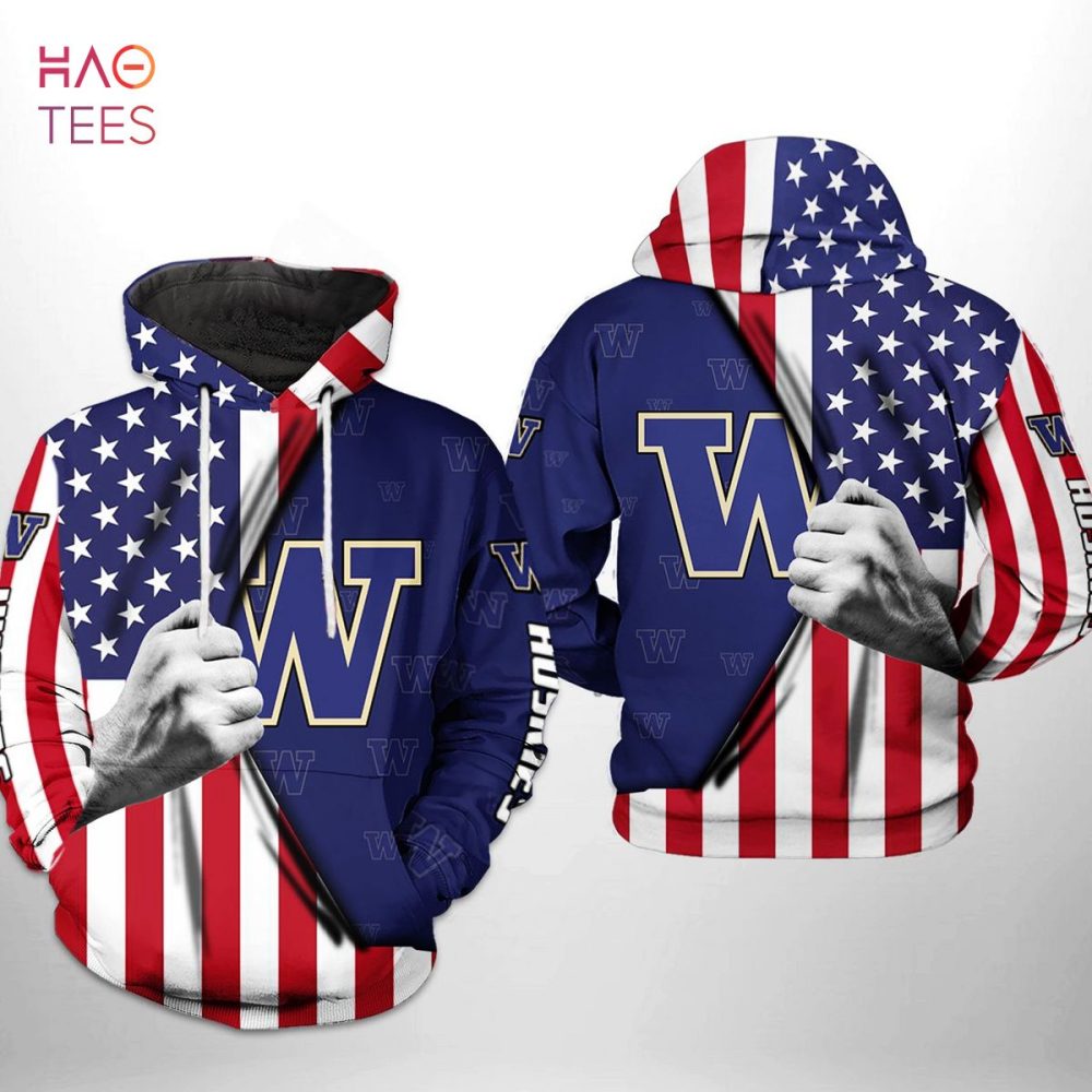 Washington Huskies Ncaa Us Flag 3D Printed Hoodie