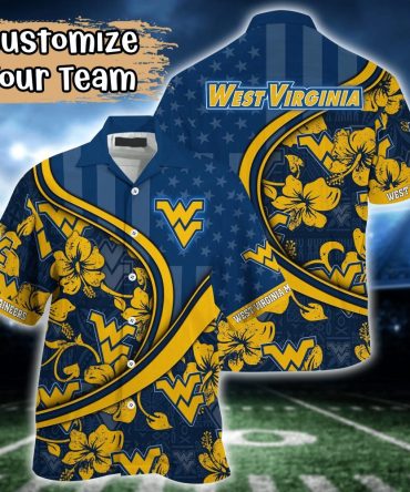 West Virginia Mountaineers Ncaa Us Flag Hawaiian Shirt Custom Summer Aloha Shirt