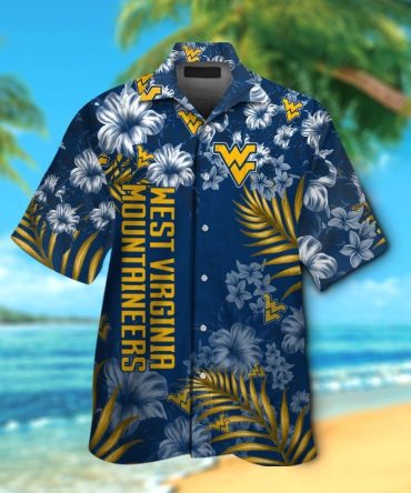 West Virginia Mountaineers Short Sleeve Button Up Tropical Hawaiian Shirt