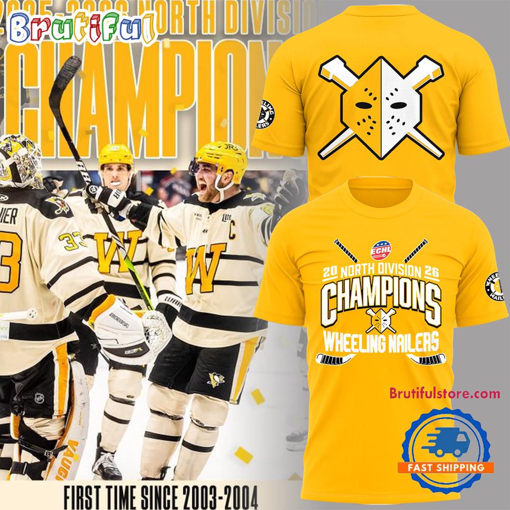 Wheeling Nailers 2026 North Division Champions Yellow T Shirt