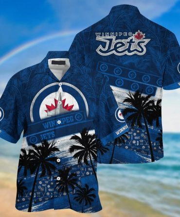 Winnipeg Jets Nhl Palm Tree Pattern Hawaii Shirt For Sports Fans Unisex Sport Hawaii Shirt