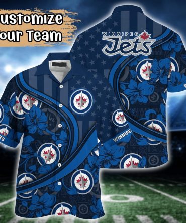Winnipeg Jets Nhl Us Flag Hawaiian Shirt Custom Summer Aloha Shirt