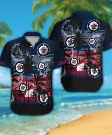 Winnipeg Jets Short Sleeve Button Up Tropical Hawaiian Shirts