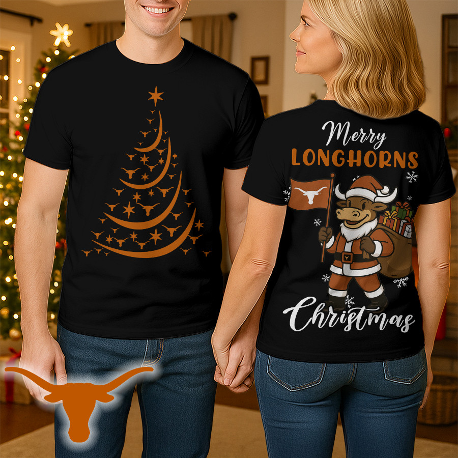 Texas Longhorns , Premium Ncaa Merry Christmas 3D Shirt Hi