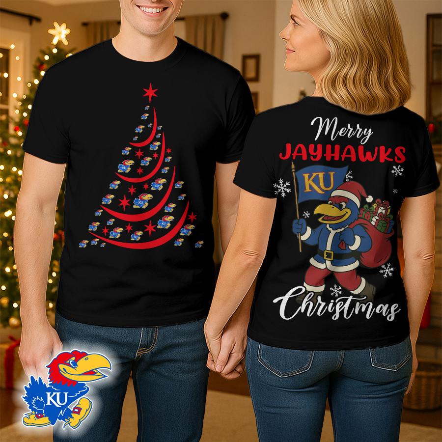 Kansas Jayhawks , Premium Ncaa Merry Christmas 3D Shirt Hi