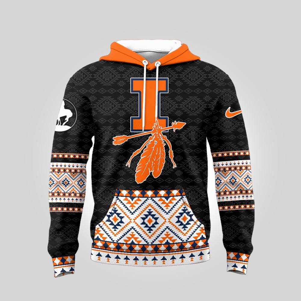 Illinois Fighting Illini , Premium Ncaa Trail Of Tears Awareness 3D Hoodie Mm
