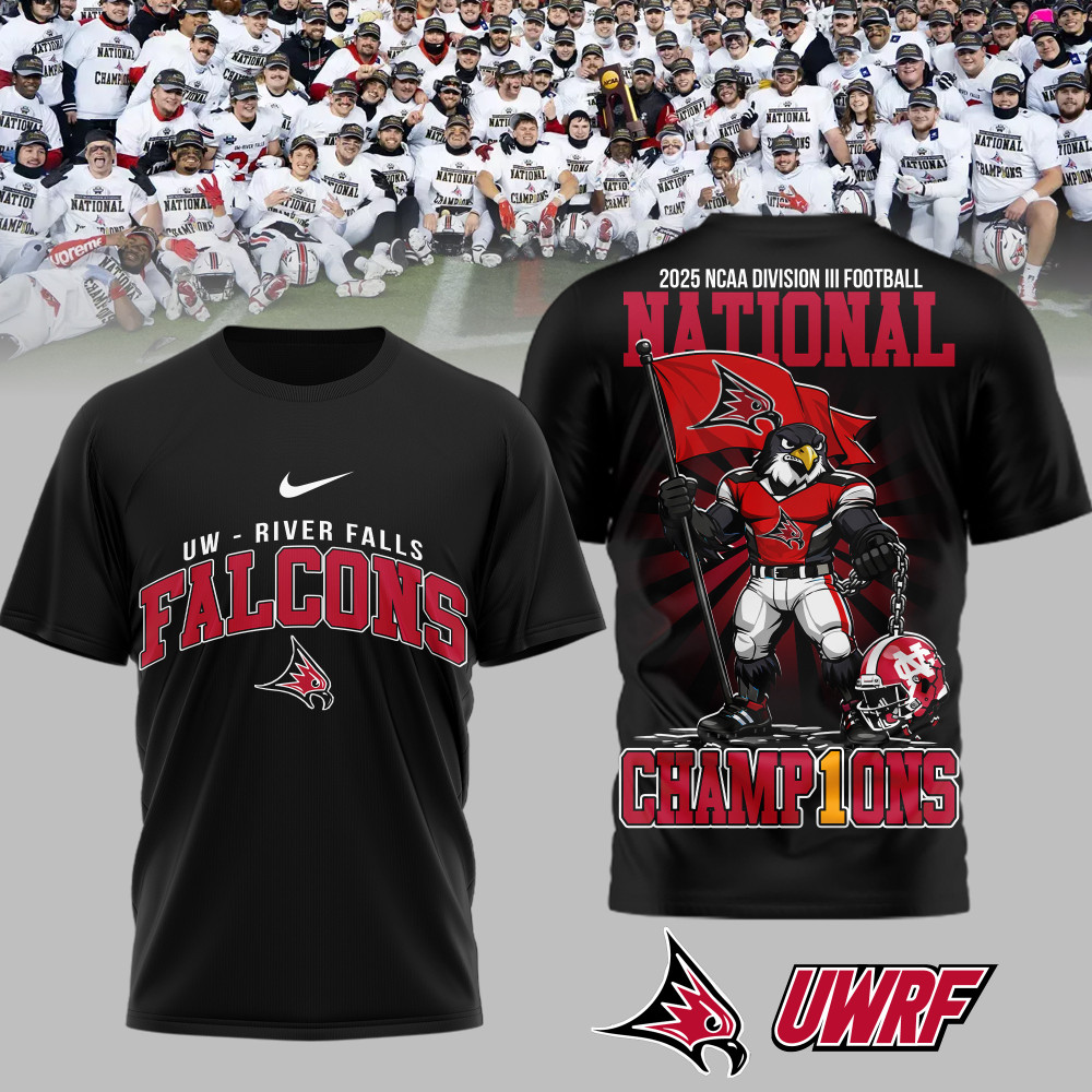 Wisconsin-River Falls Falcons , Premium 2025 Ncaa Division Iii Football National Champions 3D Shirt Td