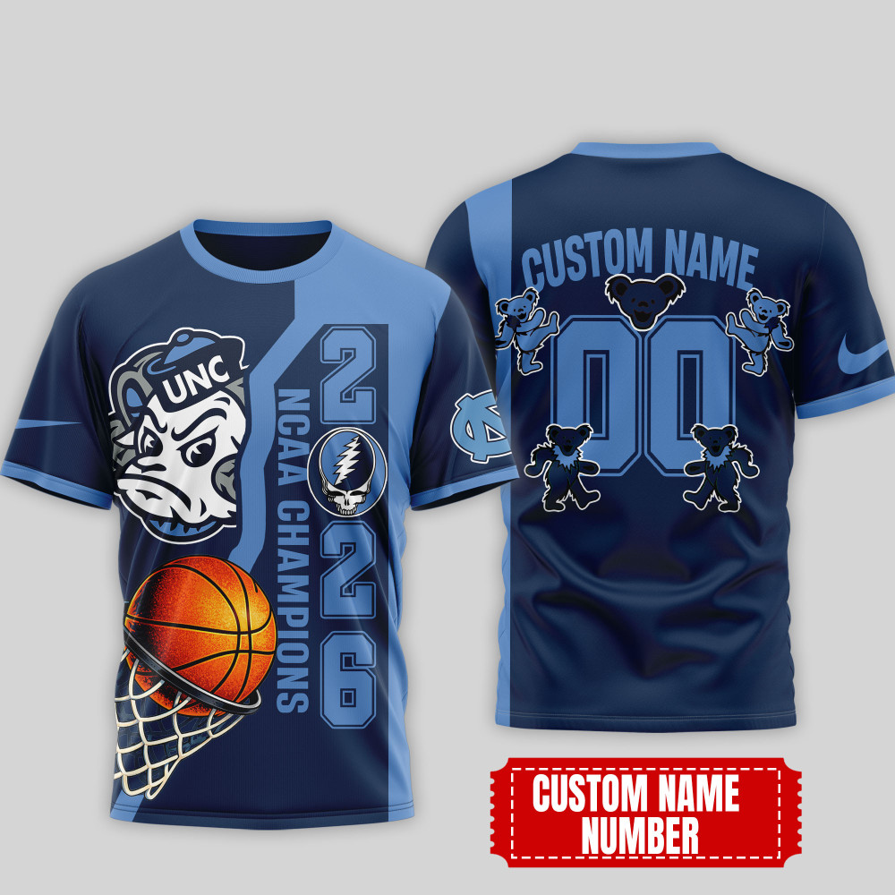 North Carolina Tar Heels , Premium Ncaa Court Kings 2026 3D T-Shirt Nth1