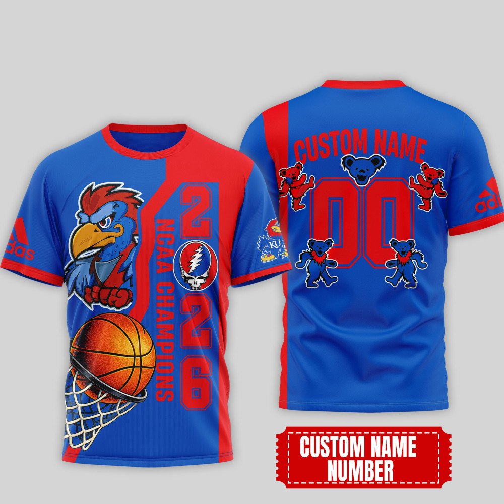 Kansas Jayhawks , Premium Ncaa Court Kings 2026 3D T-Shirt Nth1