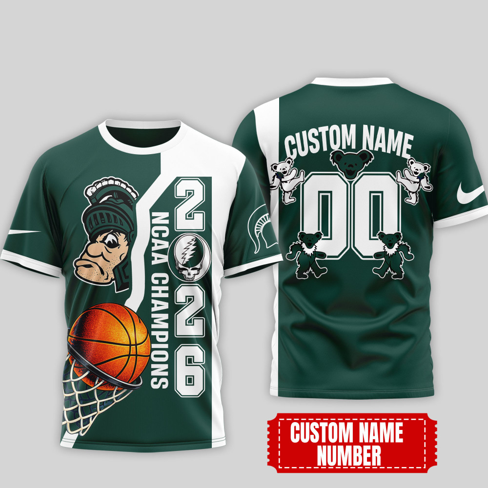 Michigan State Spartans , Premium Ncaa Court Kings 2026 3D T-Shirt Nth1
