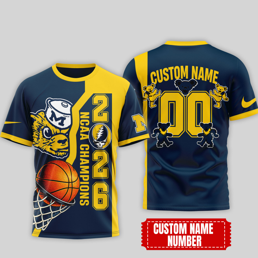 Michigan Wolverines , Premium Ncaa Court Kings 2026 3D T-Shirt Nth1