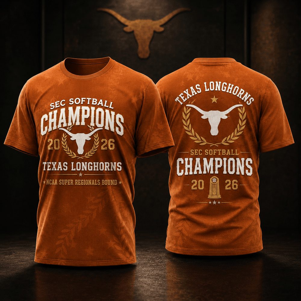 Texas Longhorns , Premium Ncaa Sec Softball Champions 2026 3D T-Shirt Td