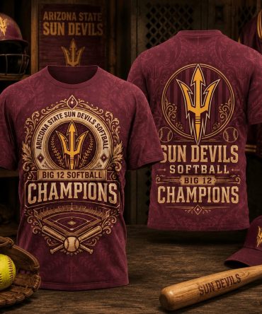 Arizona State Sun Devils , Premium Ncaa Softball Big 12 Champions 2026 3D T-Shirt Td