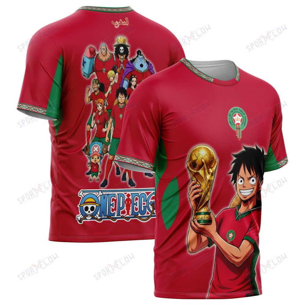 Morocco X Op Straw Hat Crew World Cup 2026 Champions All Over Print Jersey Shirt Hoodie