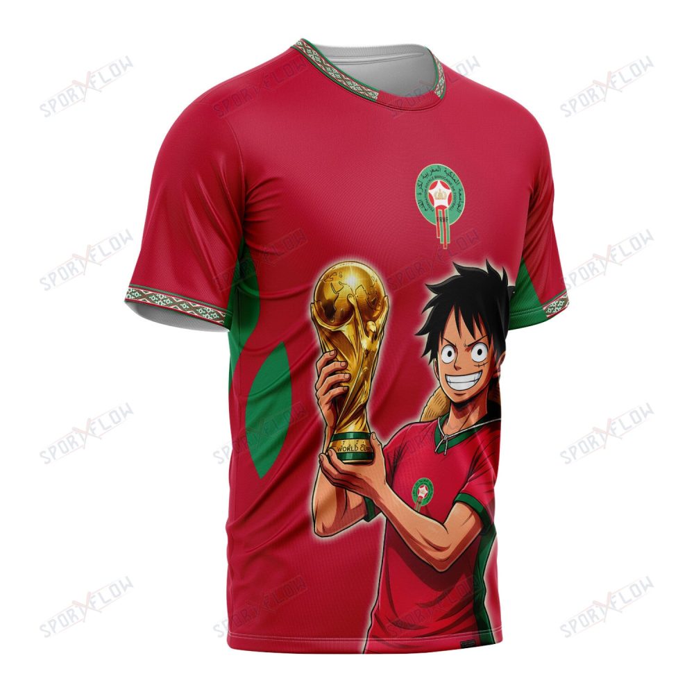 Morocco X Op Straw Hat Crew World Cup 2026 Champions All Over Print Jersey Shirt Hoodie - Image 2