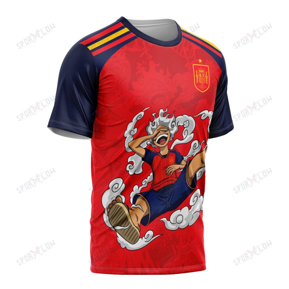 World Cup 2026 Spain X Op Gear 5 Luffy All Over Print Jersey Shirt Hoodie - Image 2