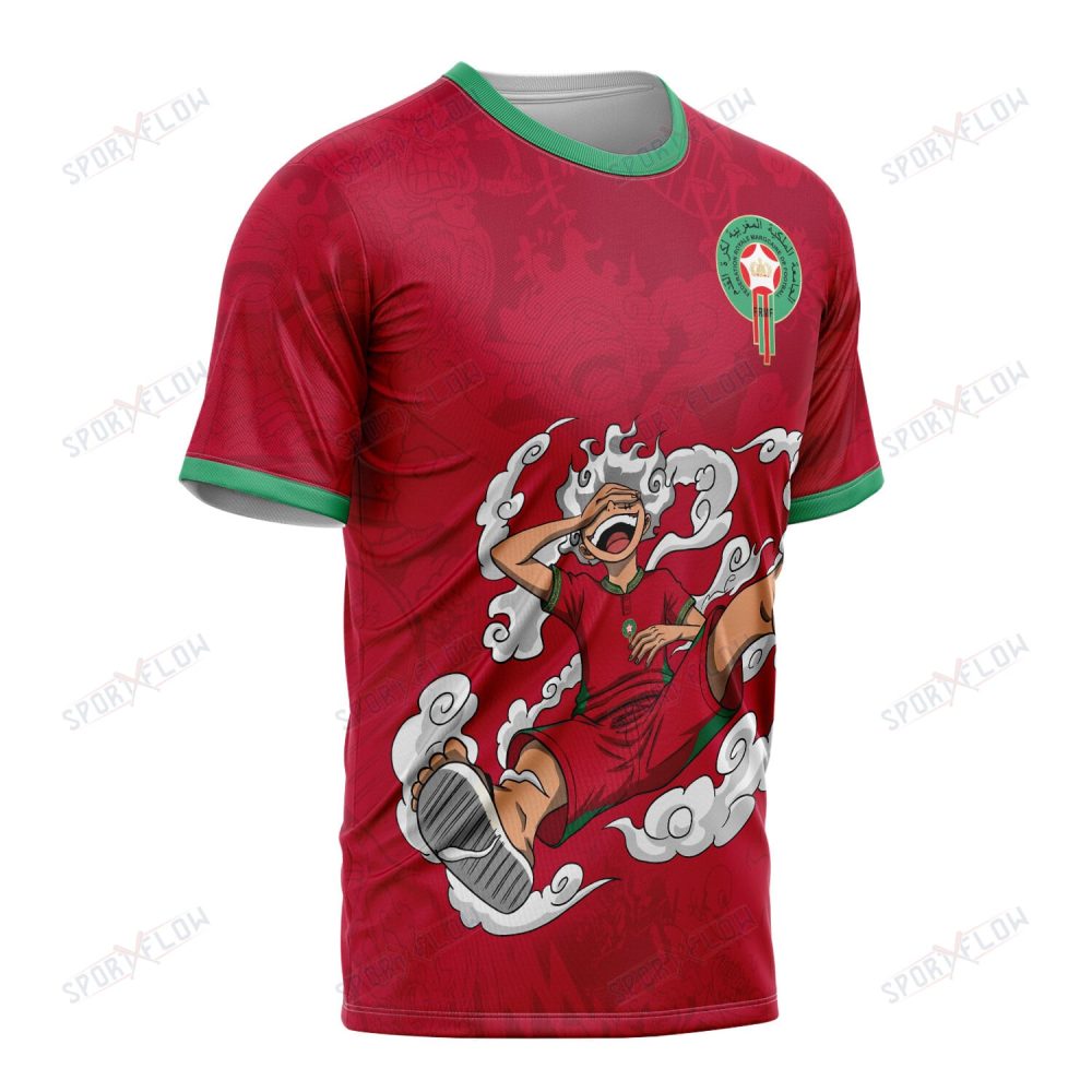 World Cup 2026 Morocco X Op Gear 5 Luffy All Over Print Jersey Shirt Hoodie - Image 2