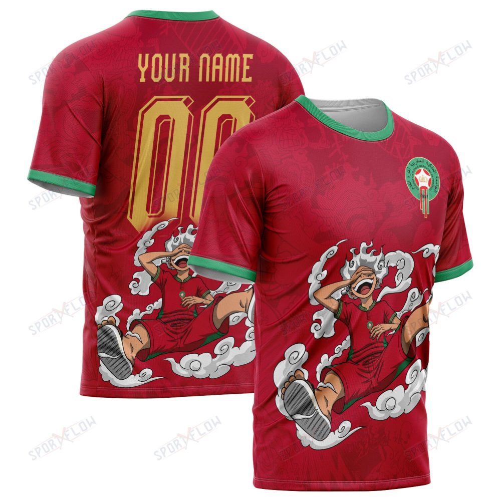 World Cup 2026 Morocco X Op Gear 5 Luffy All Over Print Jersey Shirt Hoodie