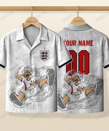 World Cup 2026 England X Op Gear 5 Luffy Hawaiian Shirt