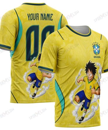 World Cup 2026 Brazil X Op Luffy Awakening Tango Smoke All Over Print Jersey Shirt Hoodie