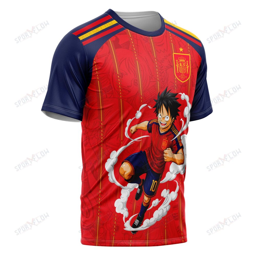 World Cup 2026 Spain X Op Luffy Awakening Tango Smoke All Over Print Jersey Shirt Hoodie - Image 2