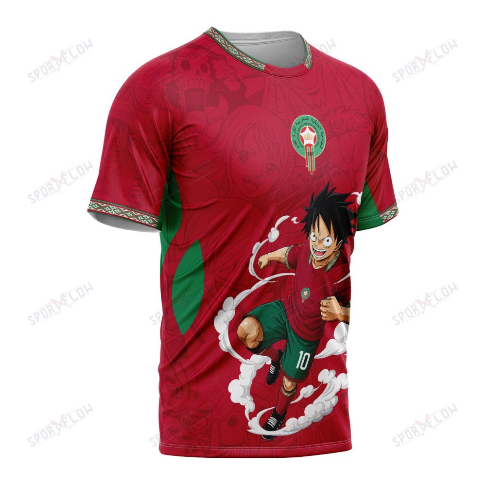 World Cup 2026 Morocco X Op Luffy Awakening Tango Smoke All Over Print Jersey Shirt Hoodie - Image 2