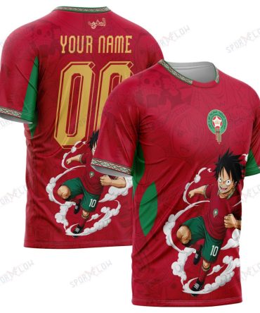 World Cup 2026 Morocco X Op Luffy Awakening Tango Smoke All Over Print Jersey Shirt Hoodie
