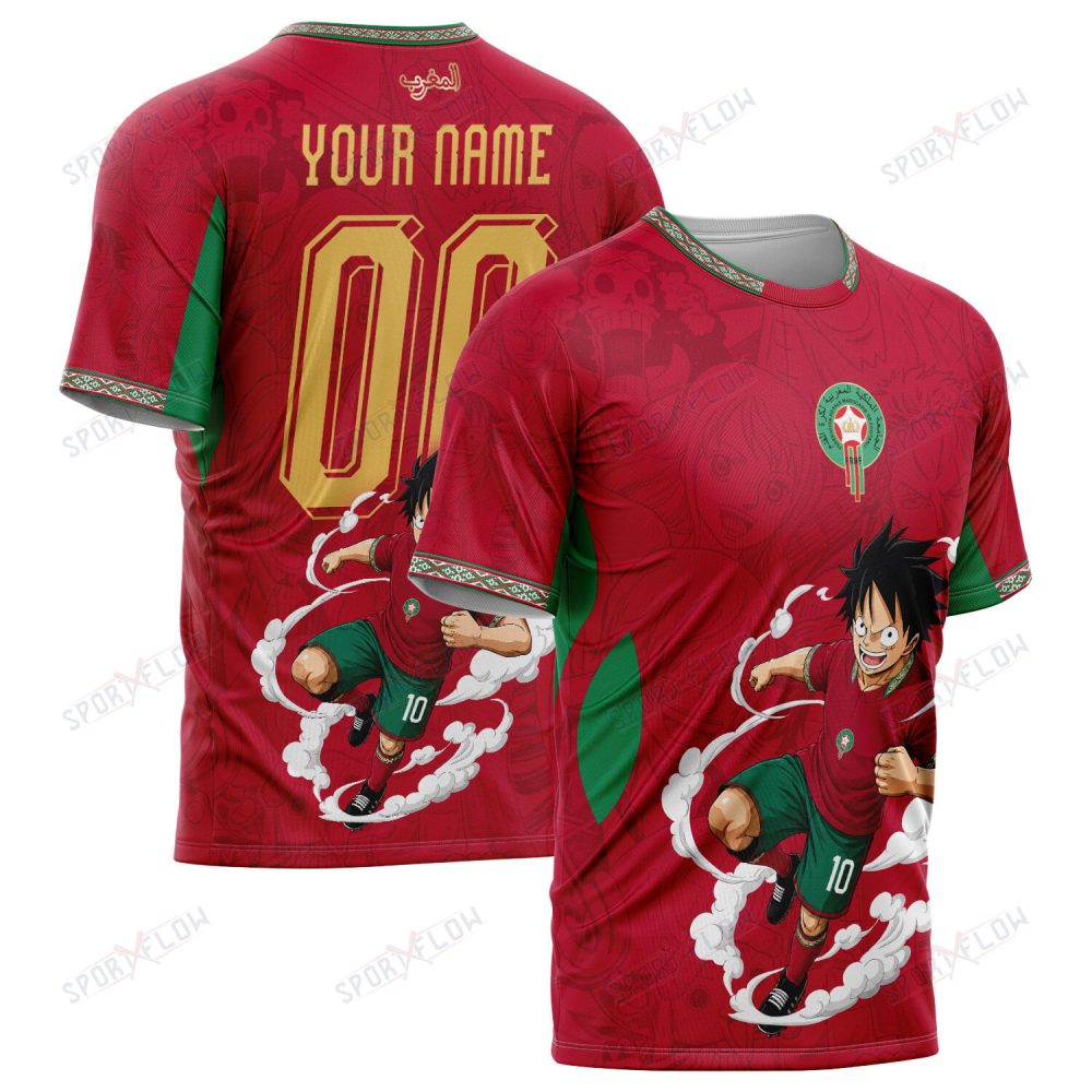 World Cup 2026 Morocco X Op Luffy Awakening Tango Smoke All Over Print Jersey Shirt Hoodie