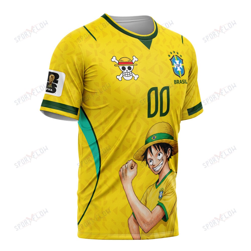 Brazil X Op Straw Hat Samba Captain World Cup 2026 All Over Print Jersey Shirt Hoodie - Image 2