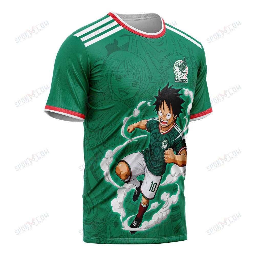 World Cup 2026 Mexico X Op Luffy Awakening Tango Smoke All Over Print Jersey Shirt Hoodie - Image 2