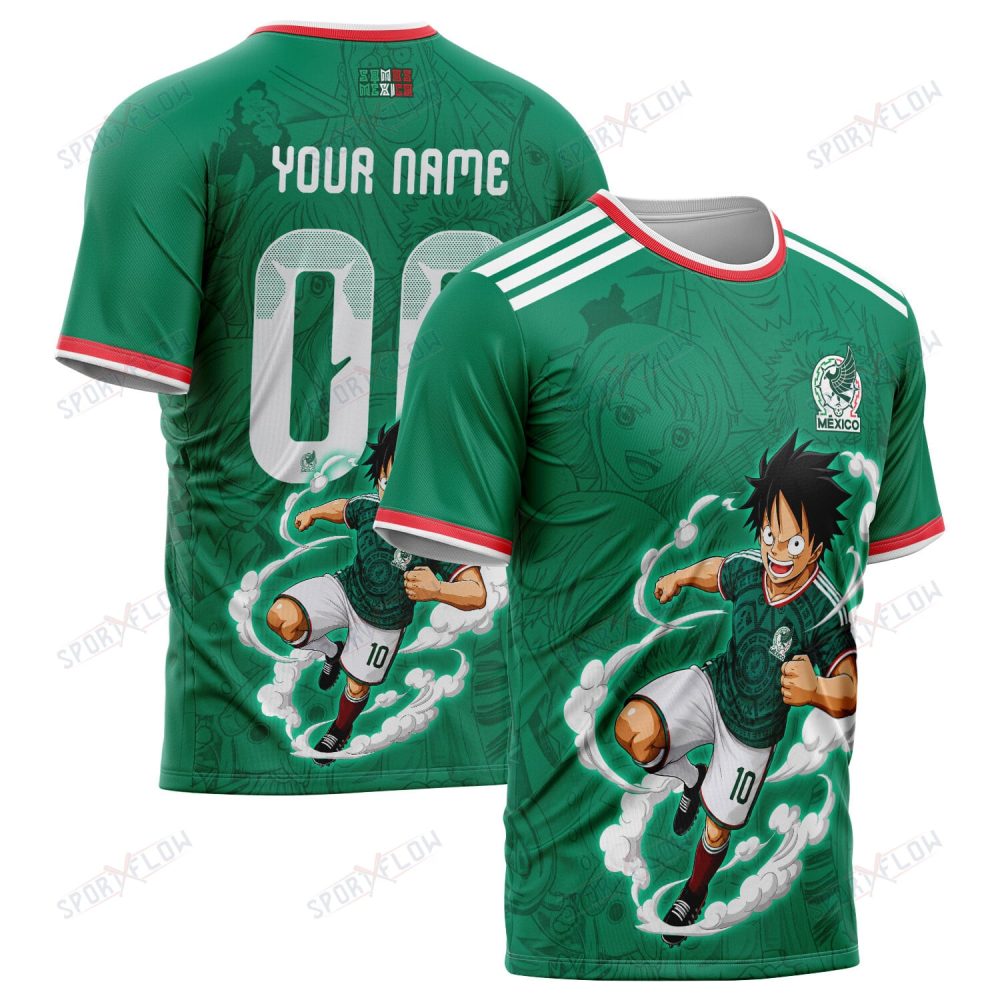 World Cup 2026 Mexico X Op Luffy Awakening Tango Smoke All Over Print Jersey Shirt Hoodie