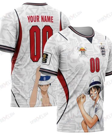 England X Op Straw Hat Lionheart Captain World Cup 2026 All Over Print Jersey Shirt Hoodie