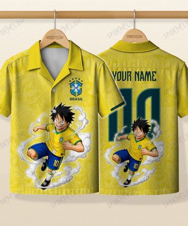World Cup 2026 Brazil X Op Luffy Awakening Tango Smoke Hawaiian Shirt