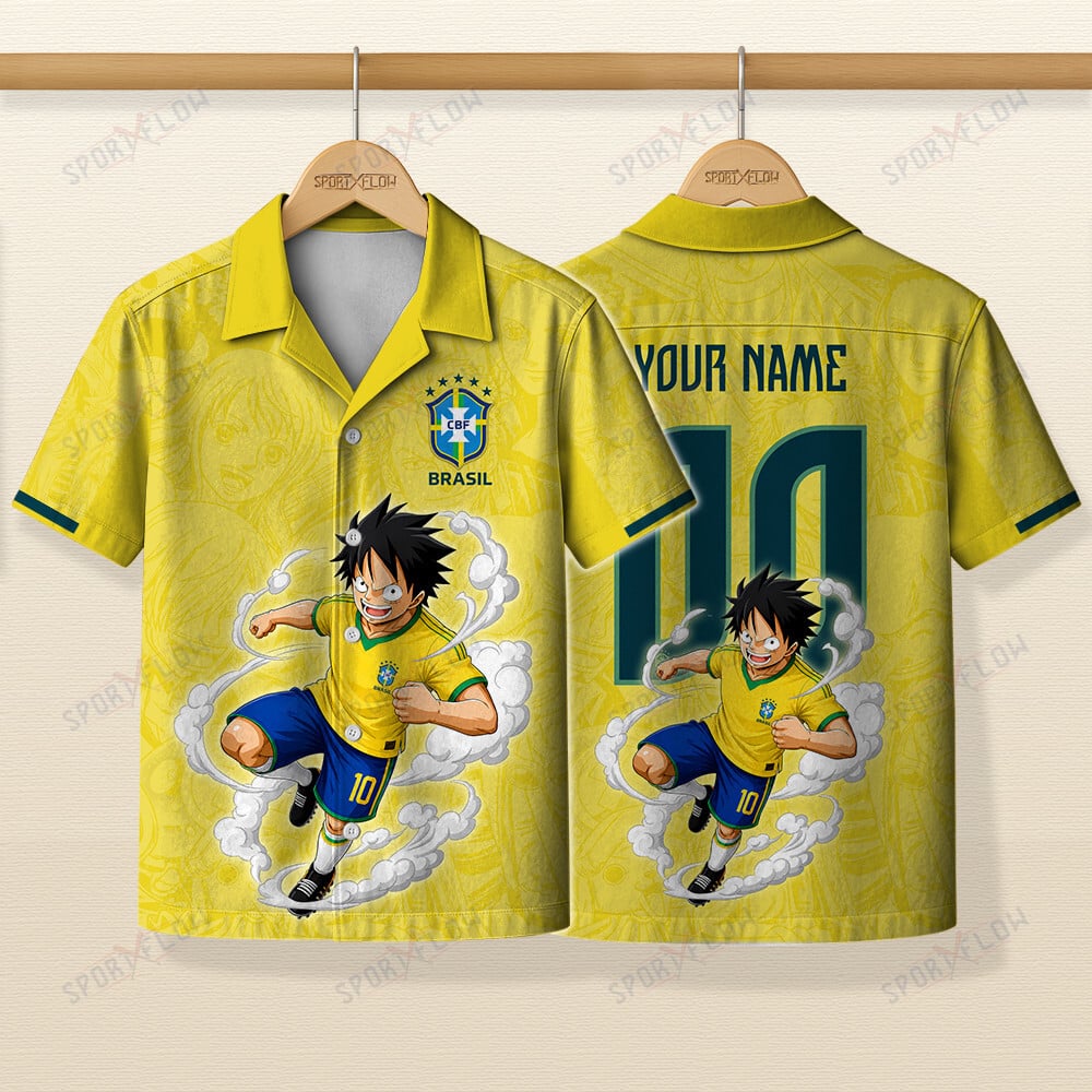 World Cup 2026 Brazil X Op Luffy Awakening Tango Smoke Hawaiian Shirt