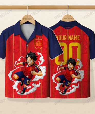 World Cup 2026 Spain X Op Luffy Awakening Tango Smoke Hawaiian Shirt