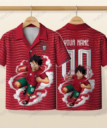 World Cup 2026 Portugal X Op Luffy Awakening Tango Smoke Hawaiian Shirt