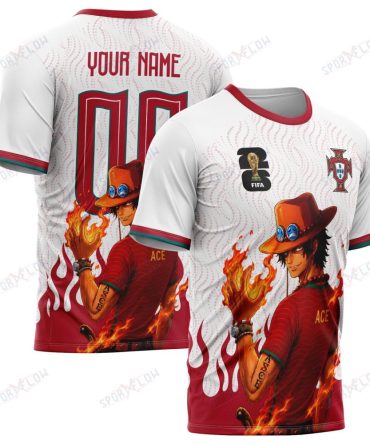 World Cup 2026 Portugal X Op Portgas D. Ace Fire Graphic All Over Print Jersey Shirt Hoodie