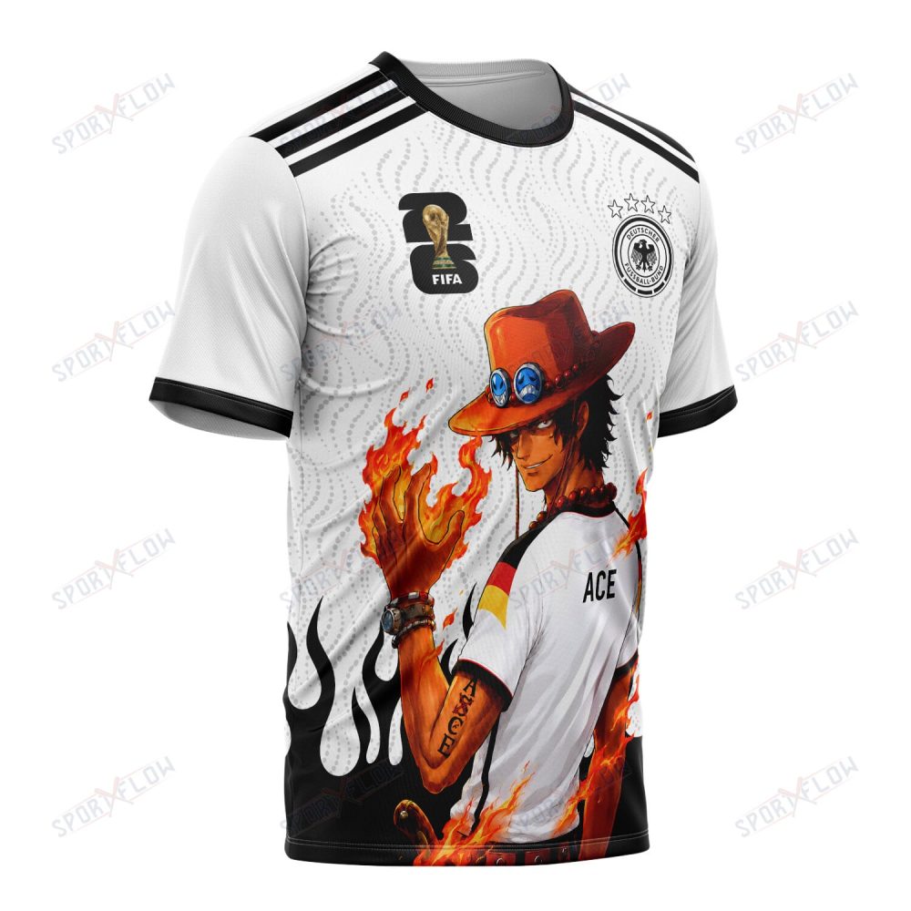 World Cup 2026 Germany X Op Portgas D. Ace Fire Graphic All Over Print Jersey Shirt Hoodie - Image 2