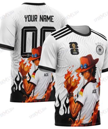 World Cup 2026 Germany X Op Portgas D. Ace Fire Graphic All Over Print Jersey Shirt Hoodie