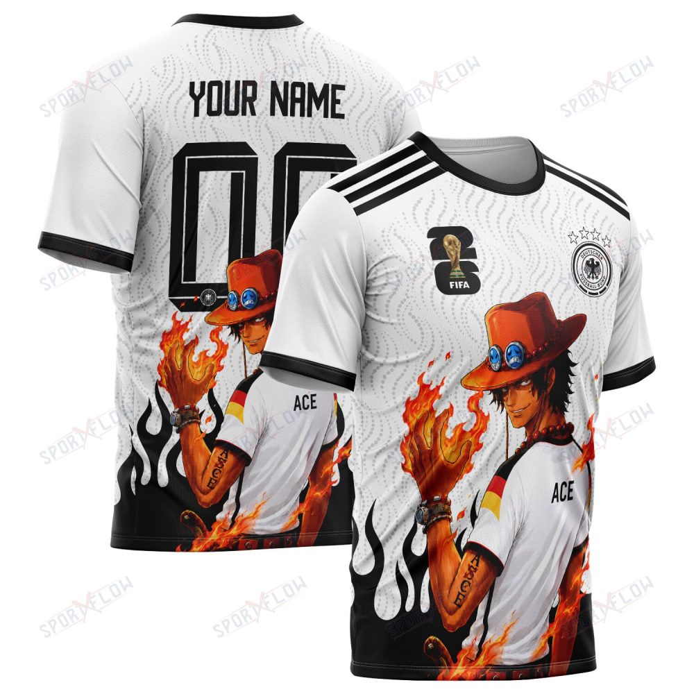 World Cup 2026 Germany X Op Portgas D. Ace Fire Graphic All Over Print Jersey Shirt Hoodie