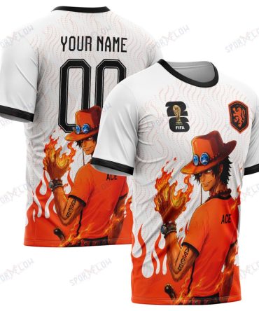 World Cup 2026 Netherlands X Op Portgas D. Ace Fire Graphic All Over Print Jersey Shirt Hoodie