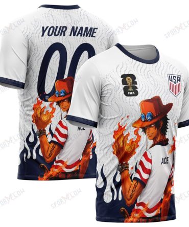 World Cup 2026 Usa X Op Portgas D. Ace Fire Graphic All Over Print Jersey Shirt Hoodie