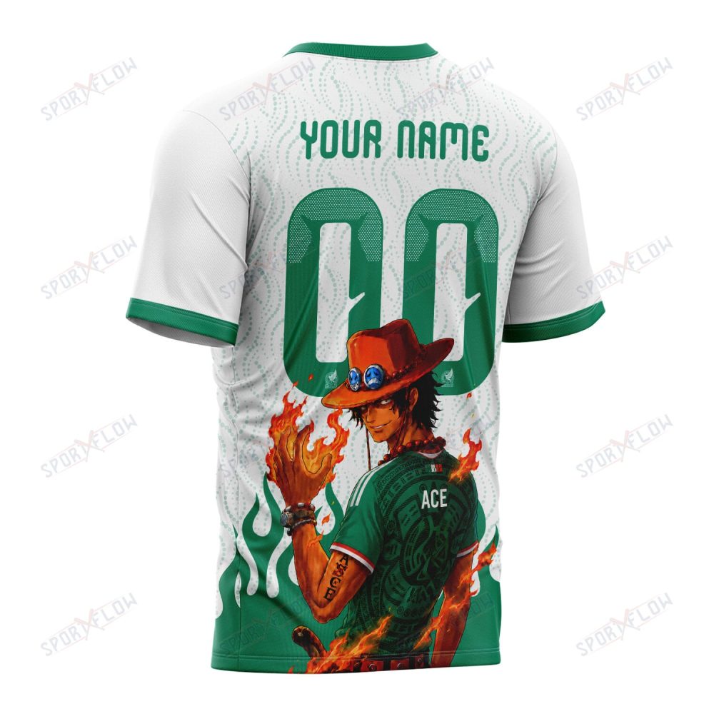 World Cup 2026 Mexico X Op Portgas D. Ace Fire Graphic All Over Print Jersey Shirt Hoodie - Image 3