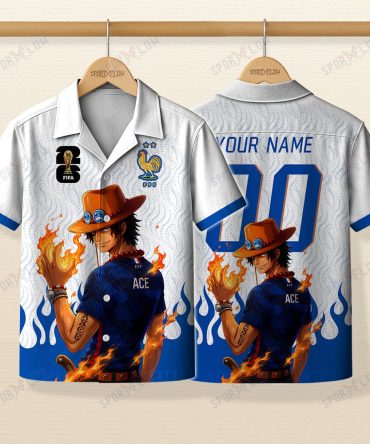 World Cup 2026 France X Op Portgas D. Ace Fire Graphic Hawaiian Shirt