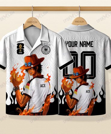 World Cup 2026 Germany X Op Portgas D. Ace Fire Graphic Hawaiian Shirt